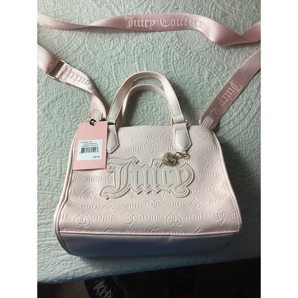Juicy Couture Powder Blush Upgrade U Mini Tote Bag *Embossed Logo*Pink*Strap*NWT - Picture 2 of 10